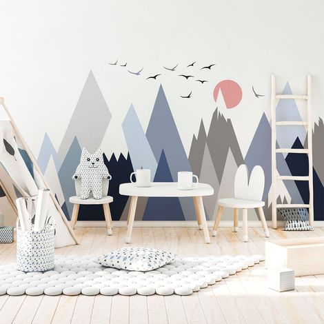 Stickers muraux enfants - Décoration chambre bébé - Autocollant Sticker mural géant enfant montagnes scandinaves STANKA - 50x75cm (1/5)