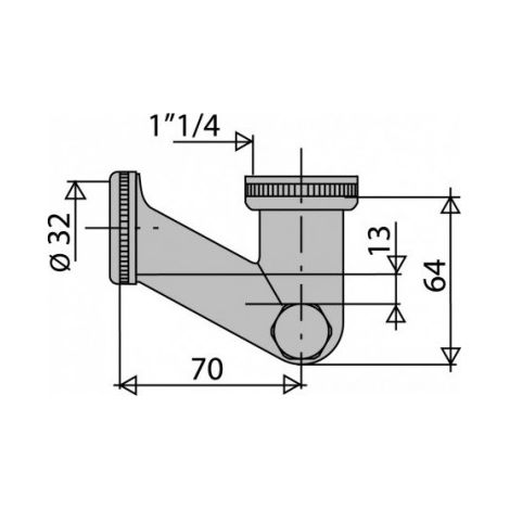 Siphon de lavabo en 'V' laiton chromé avec bouchon chromé D32mm - VALENTIN - 00 161300 000 00
