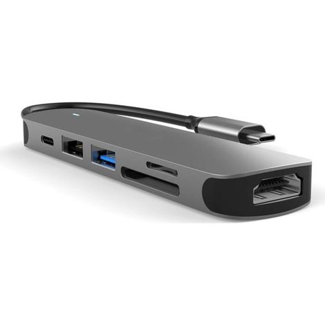 Hub adattatore USB-C,6 in 1 da USB-C a HDMI 4K,USB-A 3.0,USB-A 2.0 e lettore di schede SD/TF,Docking station USB,Compatibile con data center (1/5)