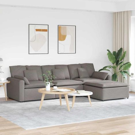 Modulares Sofa mit Fußhocker und Kissen Taupe vidaXL (1/5)
