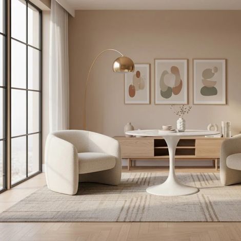 Circe, Tavolo fisso con top in Ceramica Marmo bianco (120cm X 120cm H. 76cm)  Duzzle (1/5)