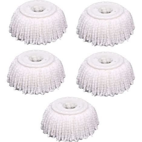 Lot de 5 têtes de balai à franges de rechange en microfibre, universelles pour balai à franges magiques à 360 °, forme ronde, taille standard (1/4)