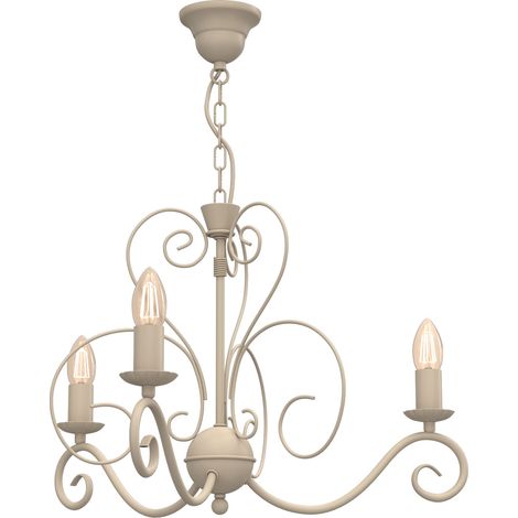 Lustre décoratif beige style bougies 3xE14 15W Mauro Luminex (1/2)