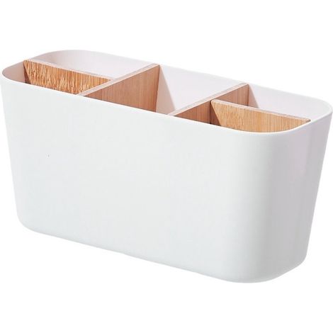 Plateau de rangement rectangulaire à 5 compartiments pour bureau - 21,5 x 9 x 10 cm - Organisateur de fournitures de bureau - Porte-pinceaux de maquillage - Porte-brosses à dents - Organisateur de com (1/5)