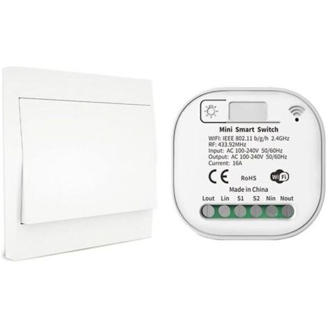 RF433- und WLAN-Funkfernbedienungs-Lichtschalter, keine Batterie, Verkabelung oder Hub erforderlich, kompatibel mit Alexa, Google Home und der Tuya Smart Life App, 1 Schalter, 1 Empfänger-Set