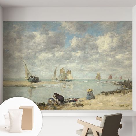Papier peint intissé mural avec colle pour salon et chambre Décoration murale rapide - Colle incluse gratuite Paysages marins 152x104 cm (1/5)