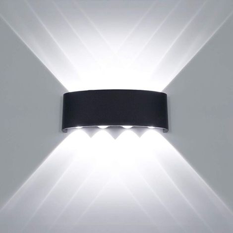 Applique Murale LED Interieur Aluminium Moderne 8W, Noir Lampe Murale LED pour Chambre Maison Couloir Salon (Blanc froide) (1/4)
