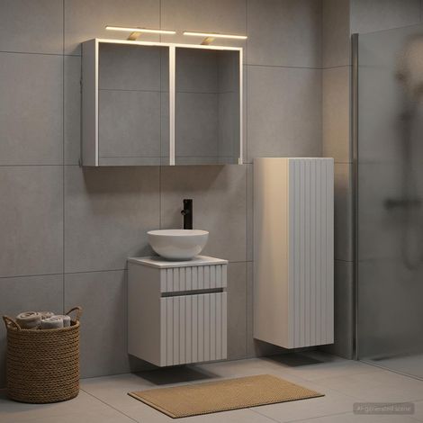 vidaXL Bathroom Furniture Set 4 pcs White Engineered Wood and Glass (1/5)