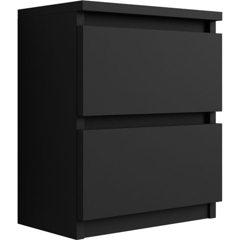 Comodino da appoggio con due cassetti – 45 × 36 × 36 cm – colore: Nero (1/5)