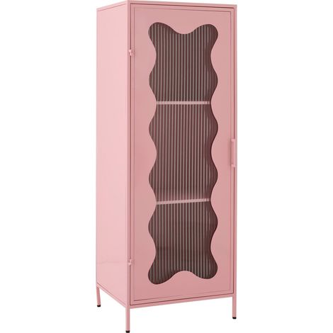 Armoire vitrine rose à porte vague - rose clair (1/5)