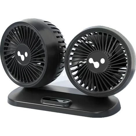 Ventilador para coche, 3 velocidades, rotación de 360 ​​grados, negro. (1/2)
