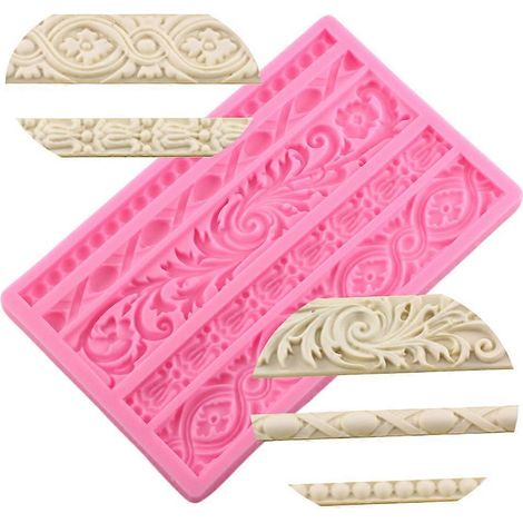 Moule à bordure en rotin et perles, motif dentelle, pour décorer soi-même un gâteau au chocolat ou en argile (1/4)