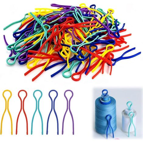 100 pieces spool clip holders, thread spool holders, colorful sewing spool holders, plastic thread spool holders, spool and thread spool clips, spool holders for spools (1/5)