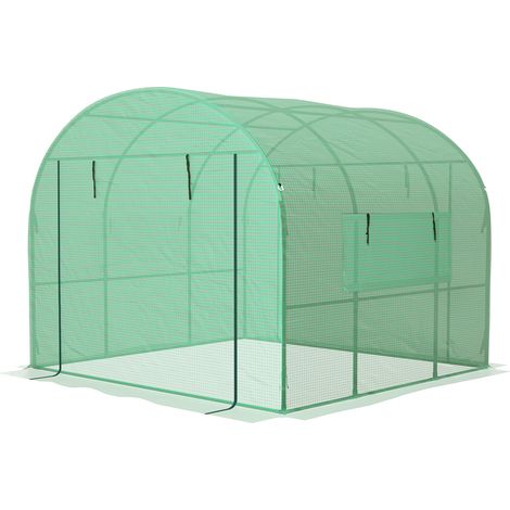 Serre de jardin Serre de jardin serre tunnel de jardin 6m² PE Haute densité 135 g/m², avec 2 portes zippées 300 x 300 x 200 cm, vert (1/5)