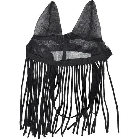 Masque Anti-mouches Cheval Taille M en Maille Respirante Polyester avec Franges et Protection Oreilles, Accessoire Extérieur Solide pour Pâturage, Masque Équin Anti-insectes (1/5)