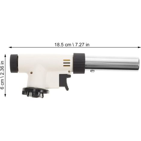 Torche de cuisson à gaz portable réglable avec flamme coupe-vent pour saisir les puddings et cuisiner en plein air. Torche haute performance (blanche). (1/4)