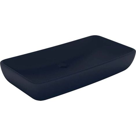 Vasque rectangulaire de luxe, bleu foncé mat, 71 x 38 cm, céramique