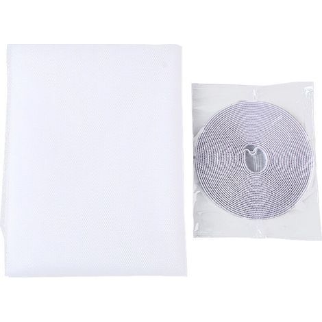 Mosquitera autoadhesiva con velcro, apta para varias ventanas (paquete de 2, color blanco) (1/4)