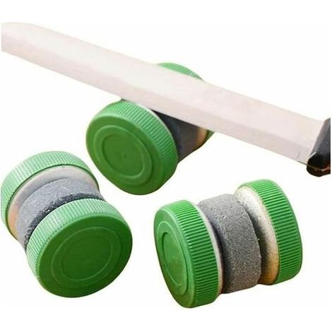 Manual knife sharpener, 3 pieces, easy sharpening of the blade thanks to wheels - Ideal for kitchen knives and outdoor use. (1/5)
