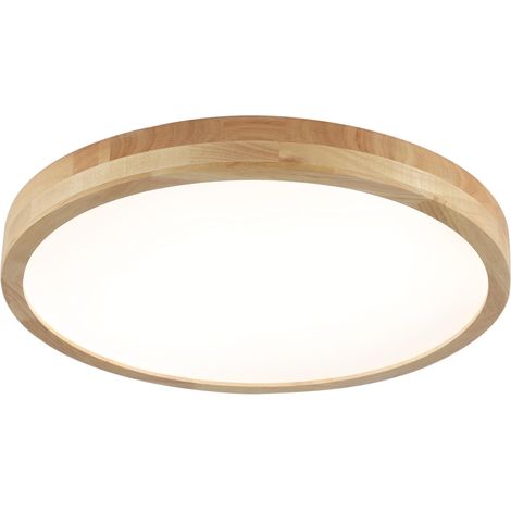 Plafonnier LED en bois, intensité variable avec contrôle, 48 W, plafonnier rond en bois Ø 50 cm, pour salon, cuisine, salle à manger, maison, bureau, chambre d'enfant (1/5)