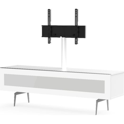 Meuble TV avec support écran verre infrarouge et mélaminé blanc Sarama 160 cm (1/5)