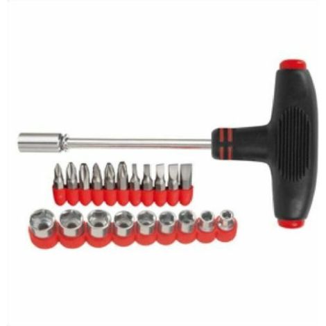 TrAdE Shop Traesio - Giravite Cacciavite A T Multifunzione Con 9 Chiavi A Bussola E 11 Punte -
