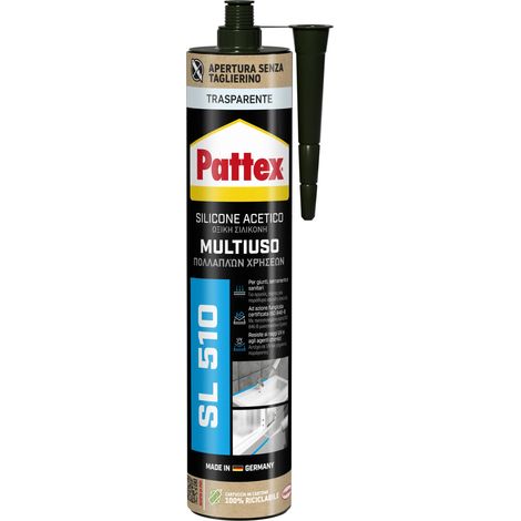 Silicone Trasparente Pattex SL 510 Sigillante Acetico 280 ml – Alta Elasticità per Vetro, Ceramica e Serramenti
