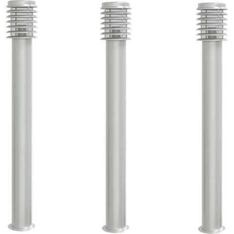 Lampade da terra per esterno 3 pz argento 110 cm acciaio inox Argento 020042556