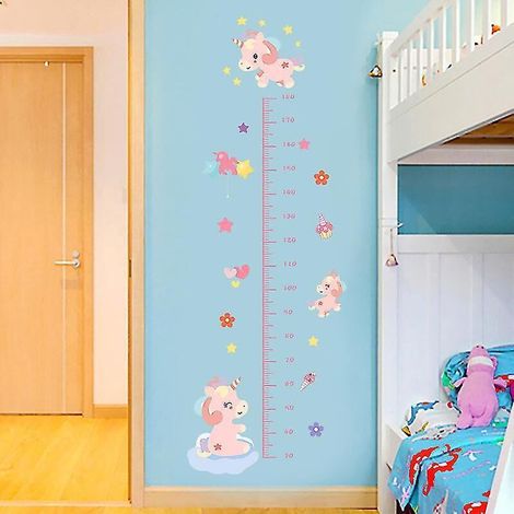 Größenmess-Wandaufkleber fürs Kinderzimmer – Wachstumstabelle fürs Babyzimmer – Wanddekoration – Sticker4 – Regenbogenpferd (1/5)