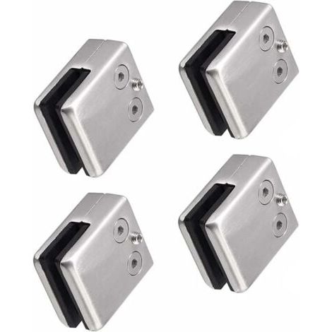 Lot de 4 pinces (carré de 8 à 10 mm) à verre en acier inoxydable 304 -Support carré pour verre -Support réglable en verre plat pour escalier balustrade - Main courante polie (1/5)