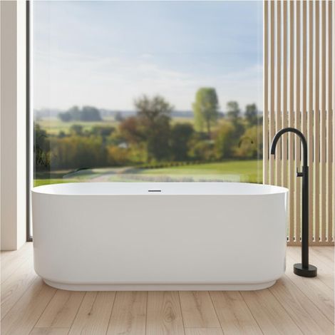 NAÏA 170 cm freistehende Badewanne aus weißem Acryl