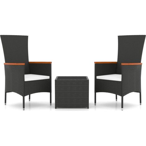 Maison Exclusive - 3-tlg. Garten-Lounge-Set Schwarz Poly Rattan &