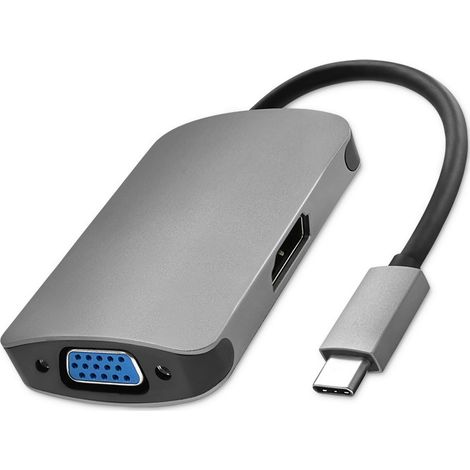 Adaptador Hub Qoltec USB-C 3.1 2 en 1  HDMI 4K  VGA (1/5)
