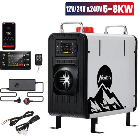8KW Night Diesel Air Heater bluetooth APP 12V/24V 240V AC Adapter For Car RV Van Truck SUV (1/5)
