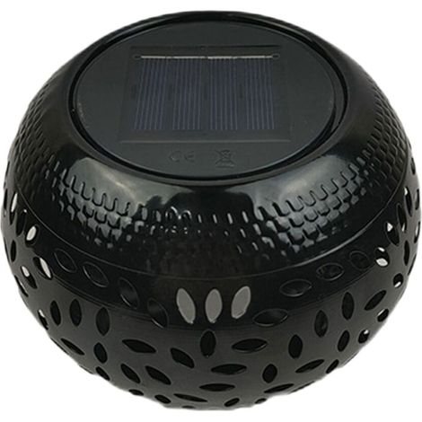 Lanterne Solaire De Table Jardin - Pot Rond À Flamme Vacillante LED Jaune Chaud - Étanche - Noir - 14,5 x 14,5 x 10,5 cm - 1 pièce (1/5)