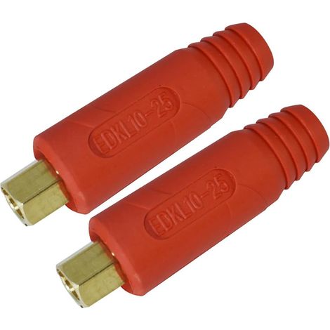 Câble pour Torche de Soudage TIG Prise du Connecteur de Soudage EDKL10-25 200A Connecteur Raccord Rapide style Dinse en Couleur Rouge 2 pièces (1/4)