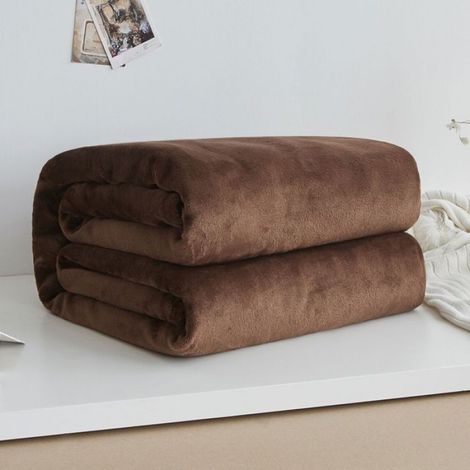 Couverture en Fausse Fourrure de Vison, Plaid Doux et Chaud pour Plaid de Canapé, Couvre-Lit Solide pour Document,100X150cm Coffee (1/2)