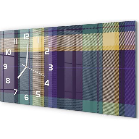 Horloge Murale Effet Tableau 60x30 cm Verre Trempé Décoration Intérieure Moderne Texture en maille (1/5)
