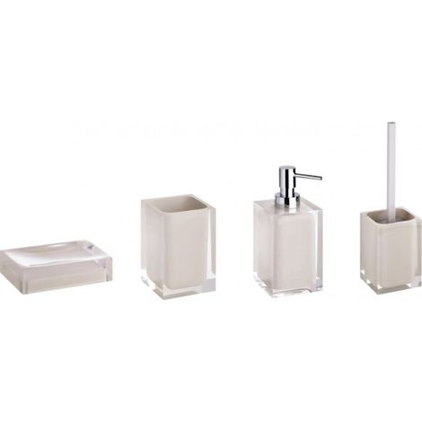 Set de 4 accessoires de salle de bain à poser VISTA en résine-Beige-Beige--