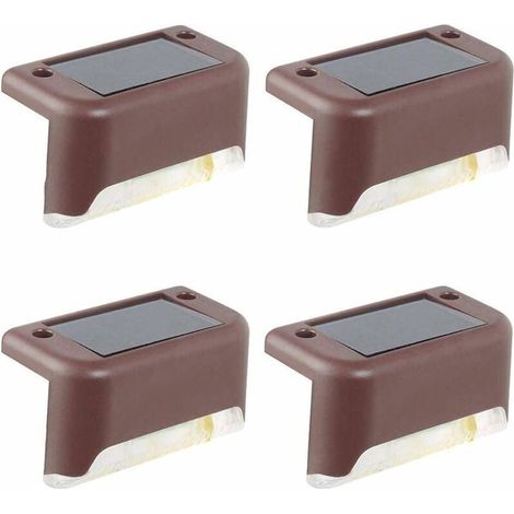 Un paquet de 4 lampes solaires pour terrasse(Lumière blanche froide), lampes de plafond étanches à LED, lampes solaires pour terrasse en extérieur, escaliers, allées de jardin, marches et clôtures (1/4)