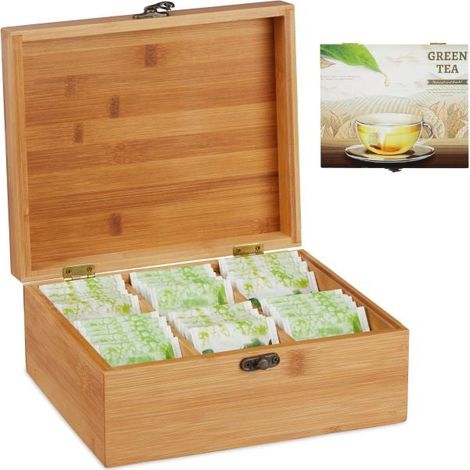 6-Compartment Bamboo Tea Box (1/5)