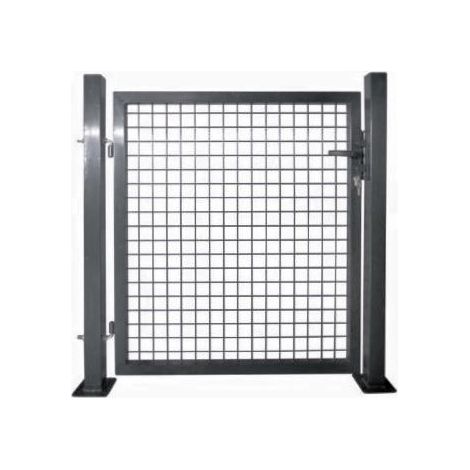 Cloture & Jardin – Portillon grillagé 1,20m en gris anthracite – Grillage maille 50x50mm – Ouverture poussant droit, tirant gauche – Kit avec serrure européenne et gonds inox