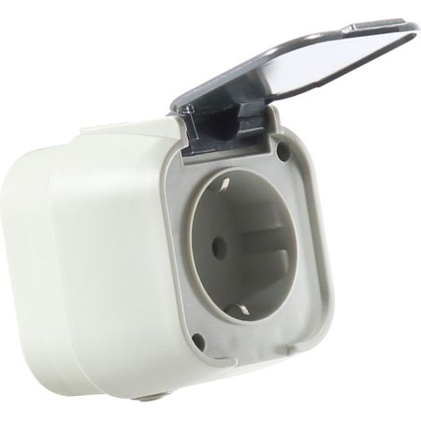 IluminaShop - Enchufe de Superficie Tipo F Schuko 10A IP54 Gris (1/2)