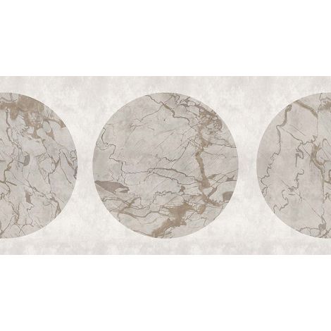 Papier peint panoramique aspect marbre gris Tapisserie panoramique tendance pour salle de bain Papier peint panoramique beige à motif ronds (1/2)