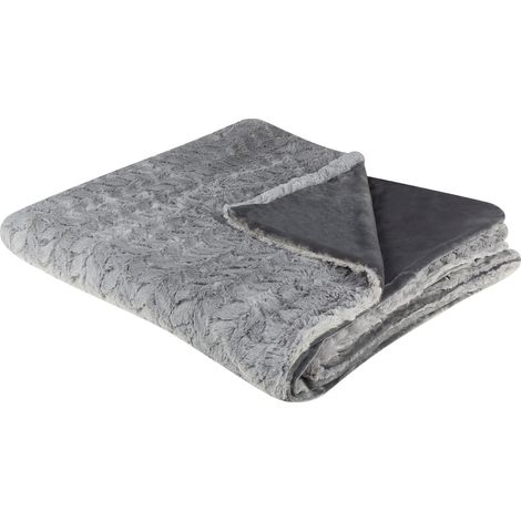 Manta de poliéster gris claro 200 x 220 cm colcha pelo suave accesorio Saraswati (1/5)