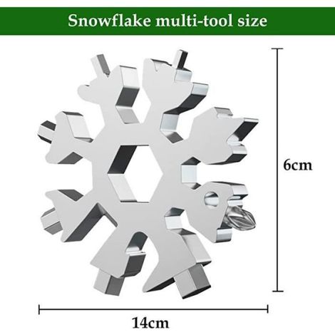 Outil Multifonction - - Flocon de Neige - 18 outils - Acier inoxydable - Argent (1/4)