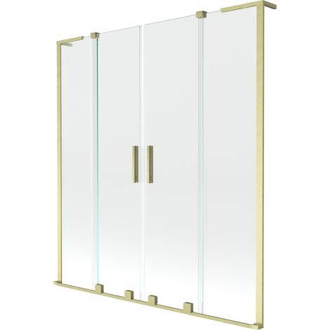 Mexen Velar L Duo pare-douche à deux volets coulissants 140 x 150 cm, transparent, or brossé - 896-140-003-02-55 (1/2)