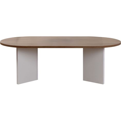 Elegante tavolino da caffè, noce e bianco, 119 x 60 x 40 cm Pannello di particelle rivestito in melaminico al 100%, spessore 18 mm Design moderno per il soggiorno (1/5)