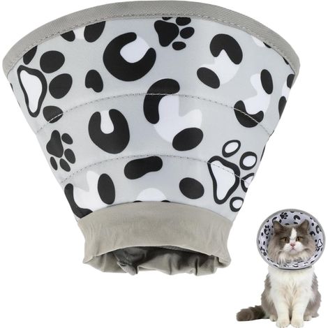 Collerette Chat Anti-Léchage et Grattage Réglable, Confortable et Douce Après Chirurgie, Collier Pliable Respirant Chiens et Chats, Promeut la Récupération, pour Bain et Coupage des Griffes, Gris M (1/5)