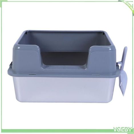 Bac à litière pour chat - FAFEICY - 20L - Acier inoxydable - Hautes parois anti-projections - Plateau de tamisage (1/5)